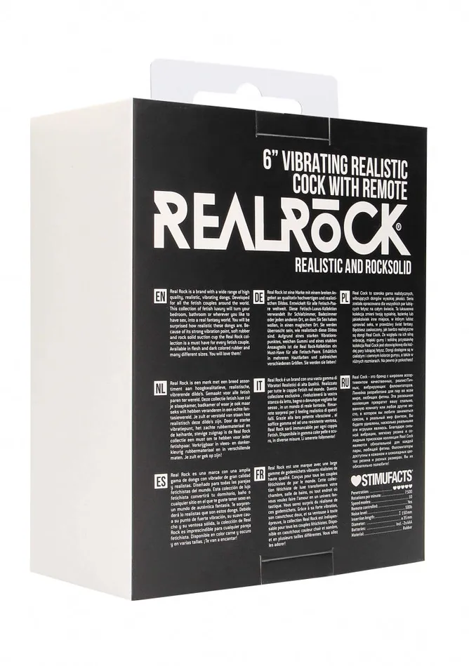 Shots RealRock Female Sex Toys Vibrating Realistic Cock 6 With Scrotum Black