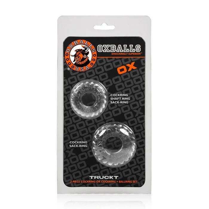 OXBALLS Anal Truckt 2 Piece Cockring Set Clear