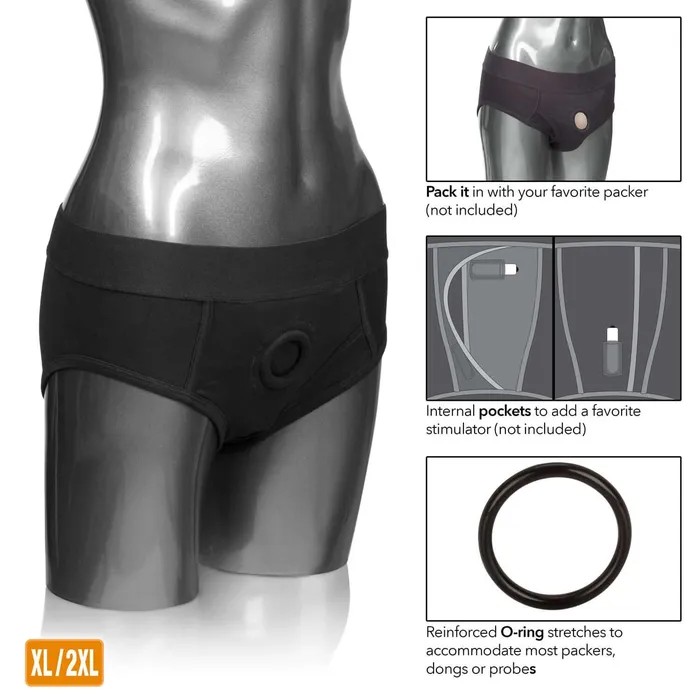 Anal California Exotic Novelties California Exotic Novelties Packer Gear Black Brief Harness XL2XL