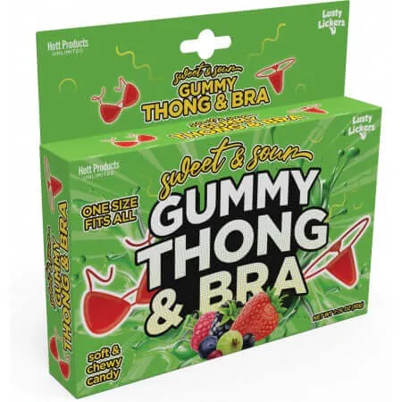 Anal HOTT Products Sweet Sour Gummy Thong Bra Set Edible Lingerie for Tasty Fun Anal HOTT Products Sweet Sour Gummy Thong Bra Set Edible Lingerie for Tasty Fun