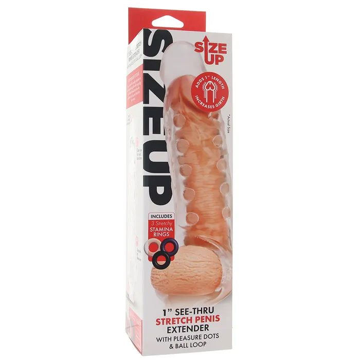 Anal XGen Size Up 1 Inch Studded Extender in Clear