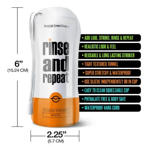 Happy Ending Rinse and Repeat Classic Stroker Mouth Global Novelties Male Sex Toys