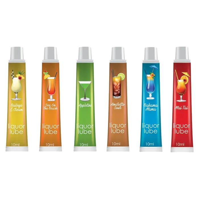 HOTT PRODUCTS Liquor Lube 10ml Resealable TubesAssorted Flavors Display of 72 Anal