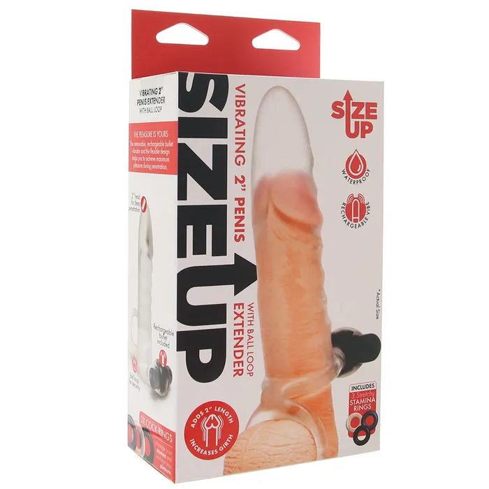 XGen Anal Size Up 2 Inch Vibrating Extender in Clear