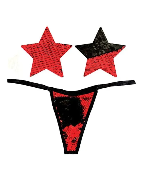 Neva Nude Anal Neva Nude Naughty Knix Sookie Flip Sequin Gstring Pasties Red black One Size Fits Most