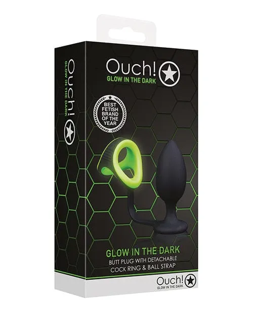 Shots America Male Sex Toys Shots Ouch Butt Plug With cock Ring Ball Strap Glow In The Dark Shots America Male Sex Toys Shots Ouch Butt Plug With cock Ring Ball Strap Glow In The Dark