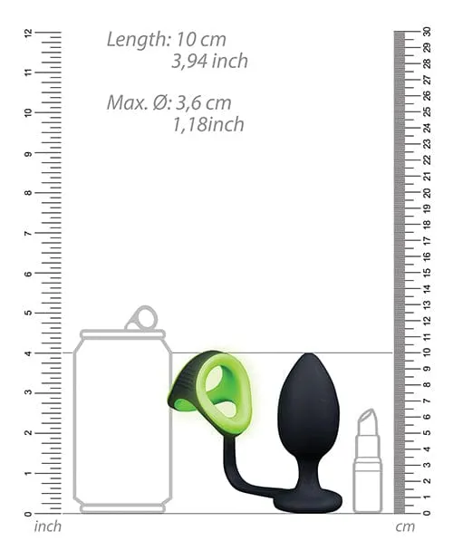 Shots America Male Sex Toys Shots Ouch Butt Plug With cock Ring Ball Strap Glow In The Dark