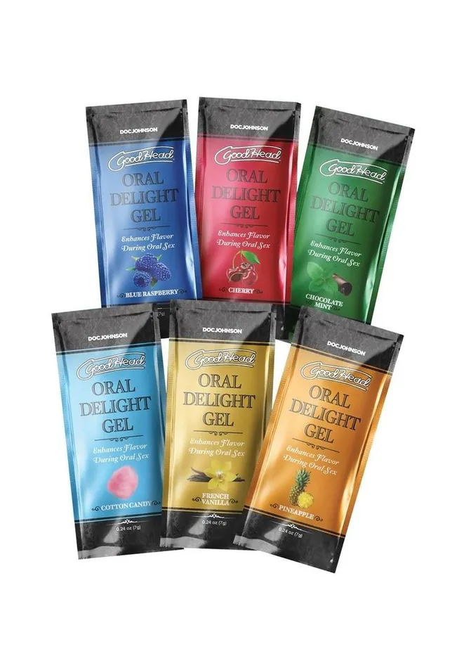 Goodhead Oral Delight Gel 24oz Bulk 48 Pieces Assorted Blue Raspberry Cherry Chocolate Mint Cotton Candy French Vanilla Pineapple GoodHead Dildos