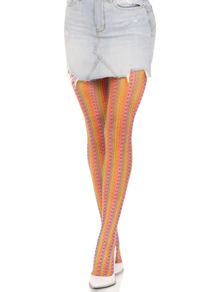 Leg Avenue Mens Underwear Rainbow Crochet Net Tights One Size Multicolor