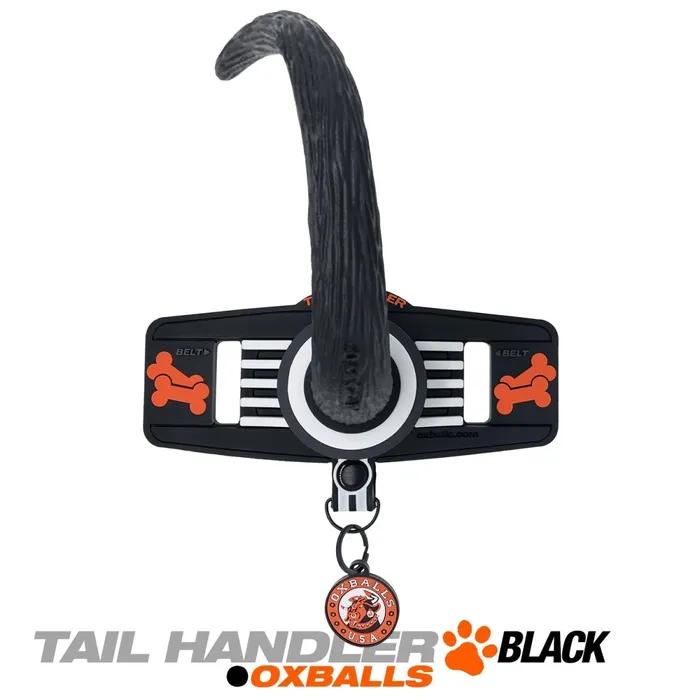 Oxballs Anal Tail Handler Belt Strap Show Tail Black