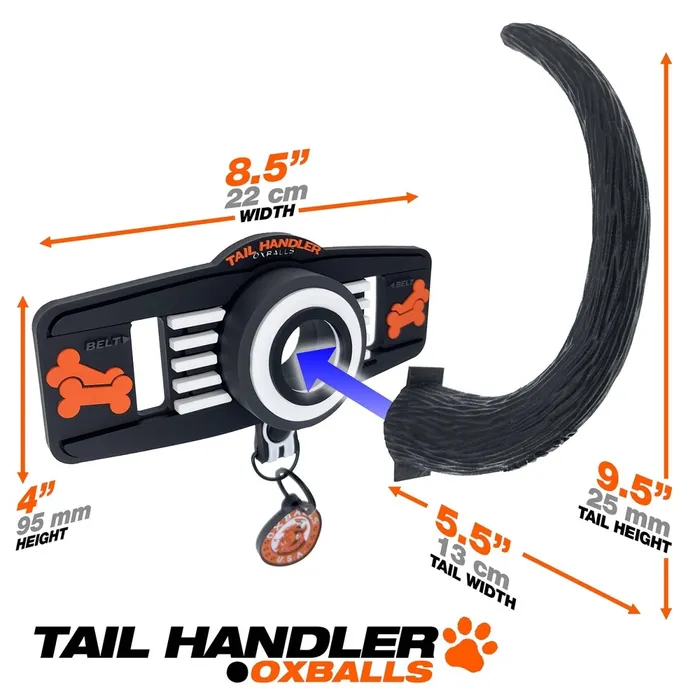 Oxballs Anal Tail Handler Belt Strap Show Tail Black Oxballs Anal Tail Handler Belt Strap Show Tail Black
